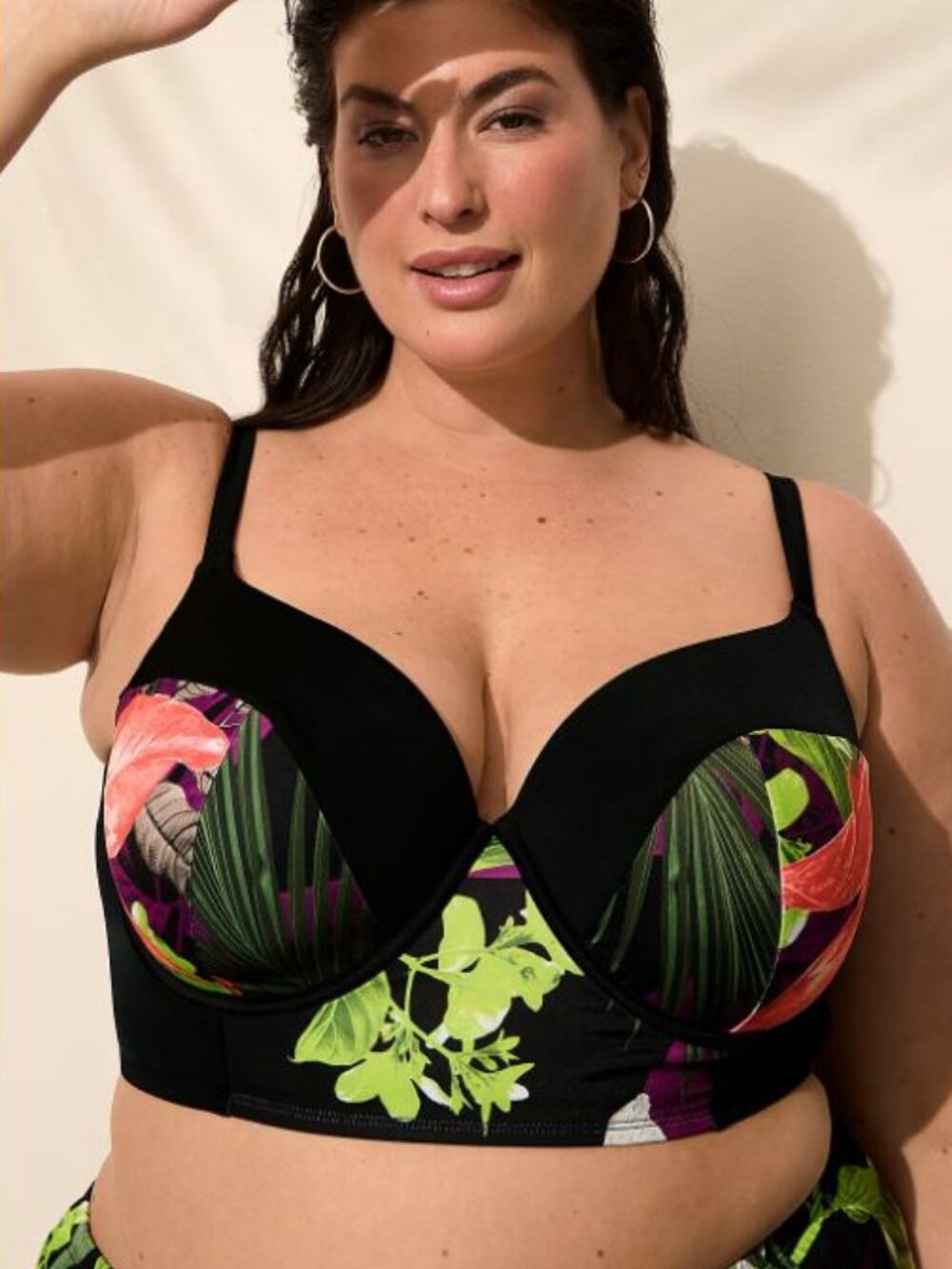 Tropical Hawaiian Bikini Top Bra - Lane Bryant / Swim Cacique - 44DDD - NEW NIP